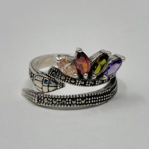 Snake ring sterling silver 925 for women with small zirconia